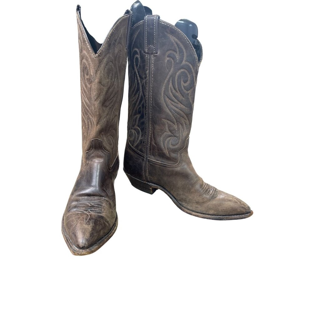Code West Vintage wms  brown leather western embroided  boots size 9M SKU 8838
